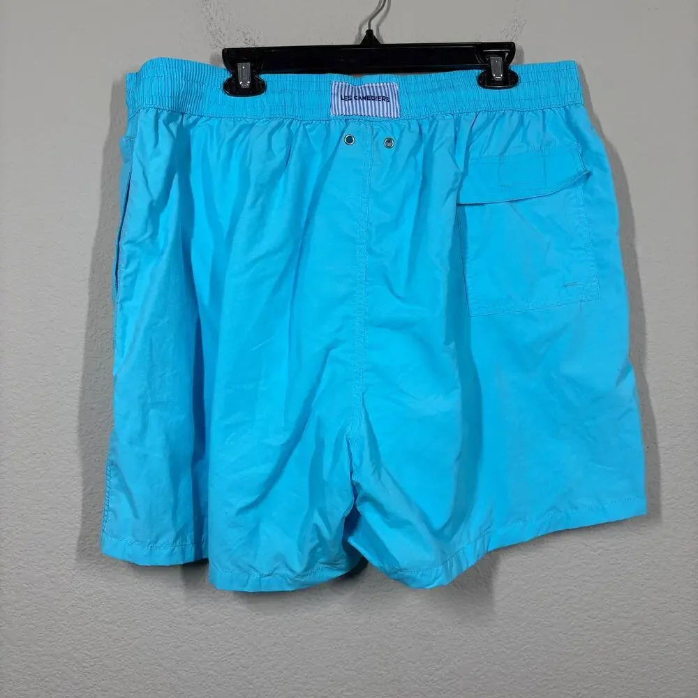 Les Canebiers Mens Size 4XL Ermitage Swim Shorts Acqua Turquoise Drawstring - Picture 2 of 8